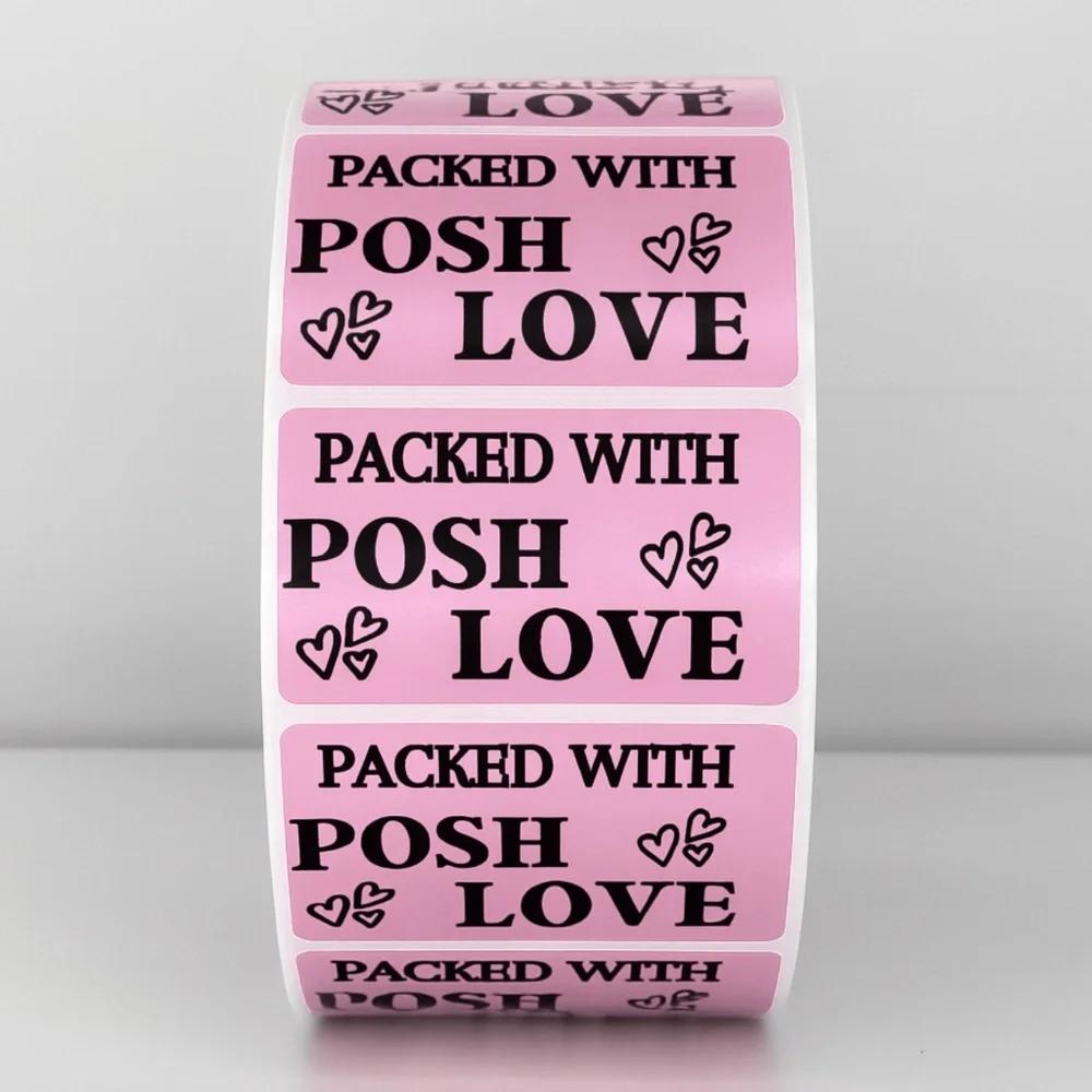 Packed With Posh Love Stickers | Purple Labels for Poshmark Packaging